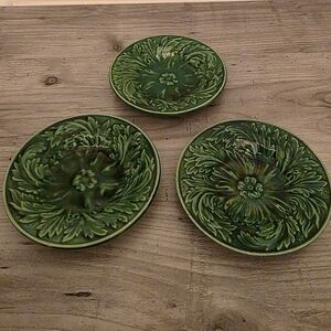 Antique Majolica Butter Pats  *Set Of Three Little Dishes*